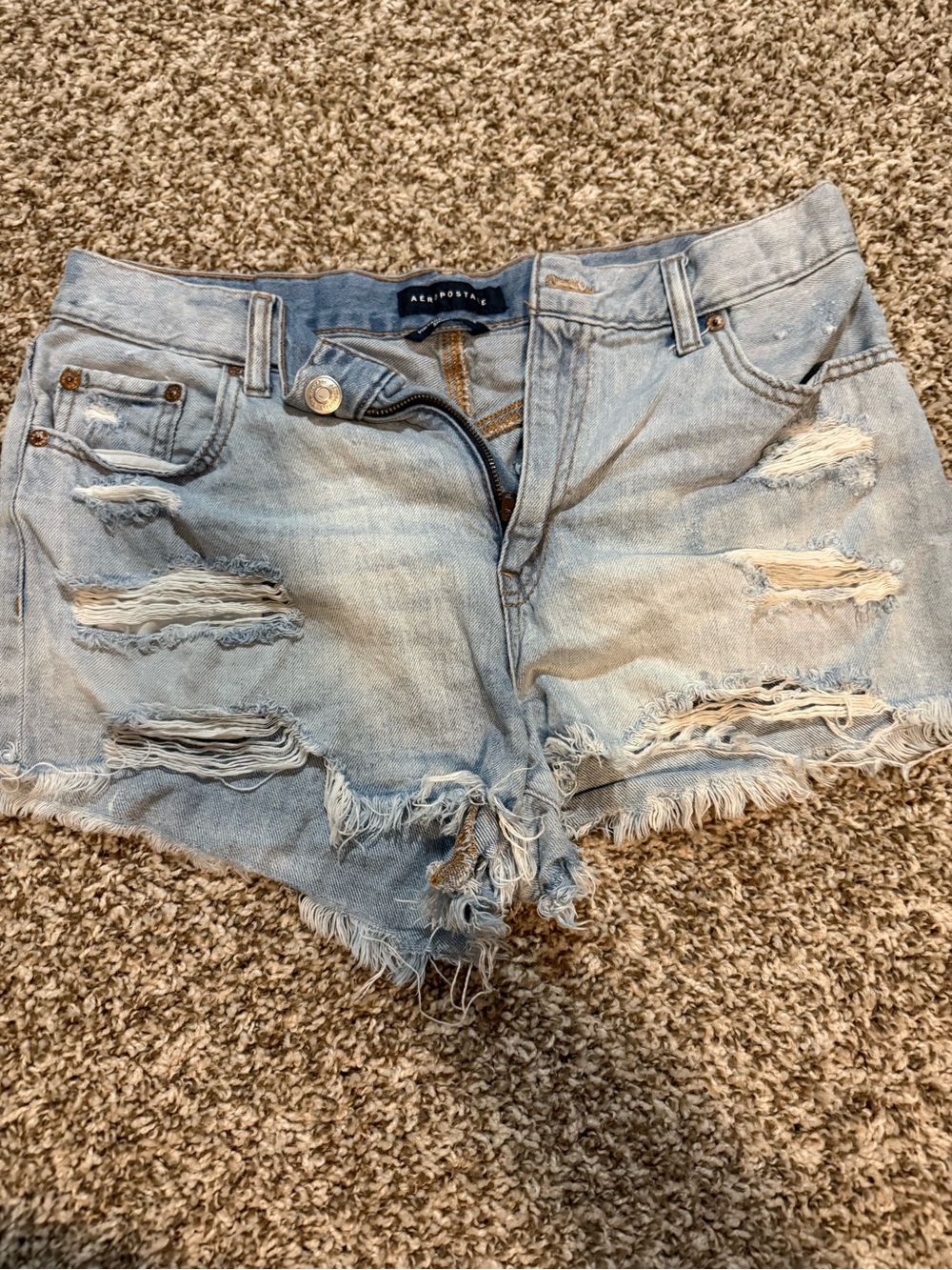 Aeropostale Light Blue Distressed Denim Cutoff Shorts